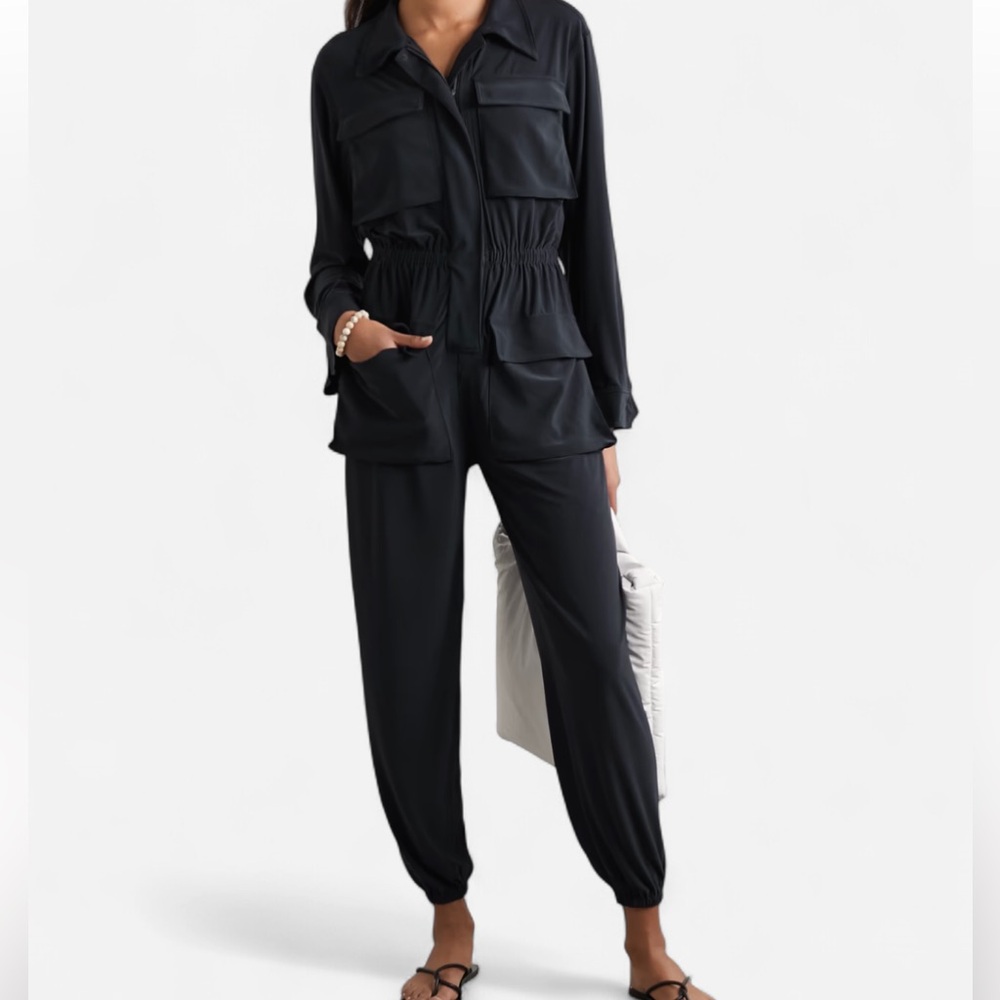 Norma Kamali Cargo Stretch-Jersey Jumpsuit